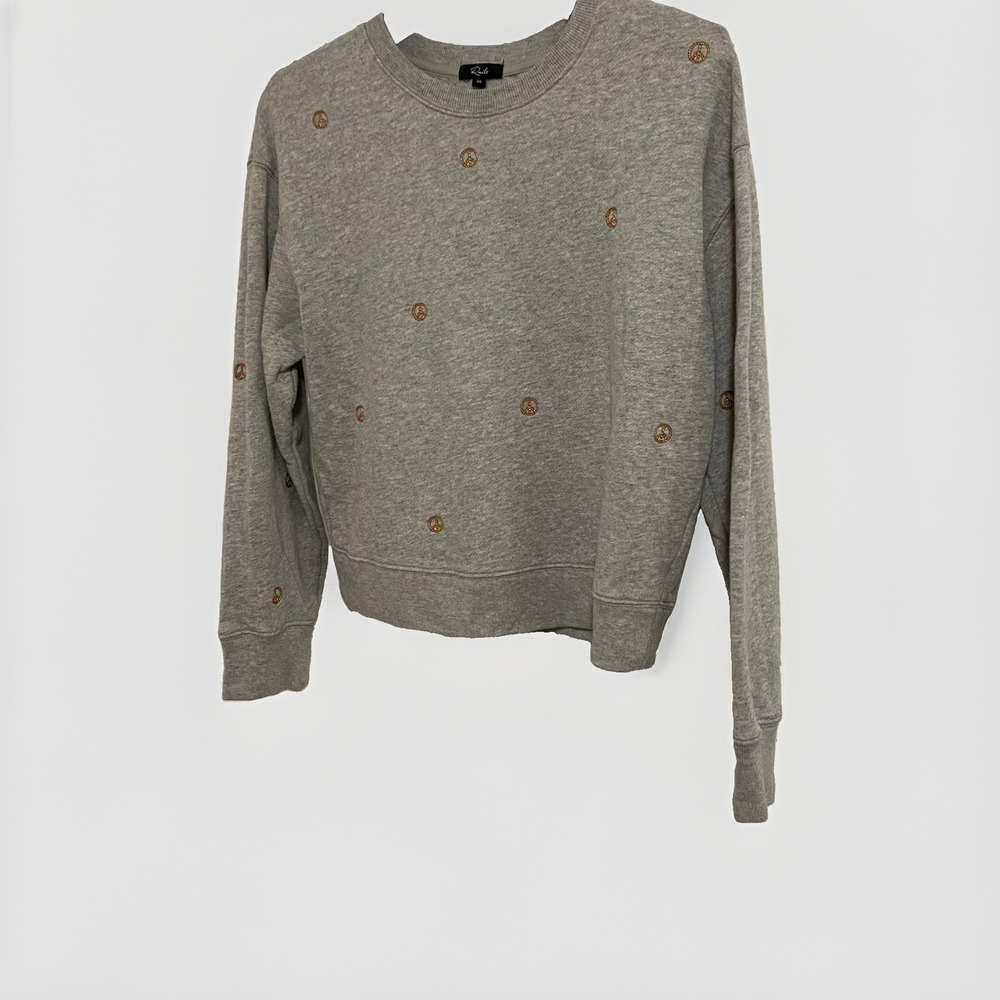Rails Gold Embroidered Peace Signs Sweat Shirt Size Small - Picture 3 of 8